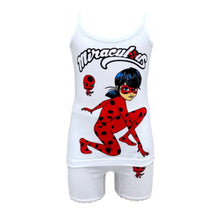 تحميل الصورة في عارض المعرض, أطقم بناتي بروتيل مع شورت طبعات مختلفة خفيف قطن 100% أبيض
