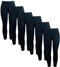 تحميل الصورة في عارض المعرض, 6 - قطع سروال ليقنز نسائي ضيق داخلي قطن 100% أسود