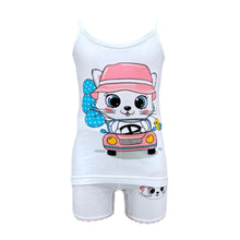 تحميل الصورة في عارض المعرض, أطقم بناتي بروتيل مع شورت طبعات مختلفة خفيف قطن 100% أبيض