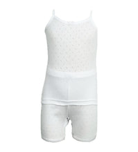 تحميل الصورة في عارض المعرض, طقم ملابس داخلية قصيرة وقميص داخلي للبنات من 4 قطع، قطن مثقب 100% أبيض