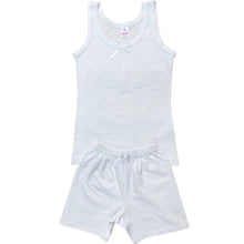 تحميل الصورة في عارض المعرض, 6- أطقم بناتي فانيله كت مع شورت قطن 100% أبيض