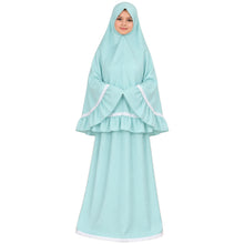 تحميل الصورة في عارض المعرض, طقم صلاة بناتي قطعتين (تنورة وشيلة) – سادة بألوان متعددة