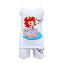 تحميل الصورة في عارض المعرض, أطقم بناتي بروتيل مع شورت طبعات مختلفة خفيف قطن 100% أبيض
