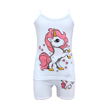 تحميل الصورة في عارض المعرض, أطقم بناتي بروتيل مع شورت طبعات مختلفة خفيف قطن 100% أبيض