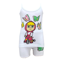 تحميل الصورة في عارض المعرض, أطقم بناتي بروتيل مع شورت طبعات مختلفة خفيف قطن 100% أبيض
