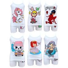 تحميل الصورة في عارض المعرض, أطقم بناتي بروتيل مع شورت طبعات مختلفة خفيف قطن 100% أبيض