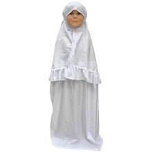 تحميل الصورة في عارض المعرض, طقم صلاة بناتي من قطعتين ( تنورة و شيلة ) بنقشة بسيطة
