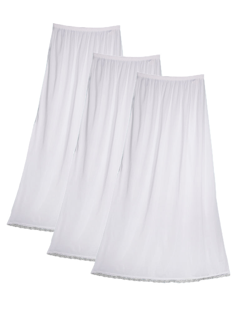 3 - قطع تنورة نسائي نص شلحة حرير داخلي أبيض