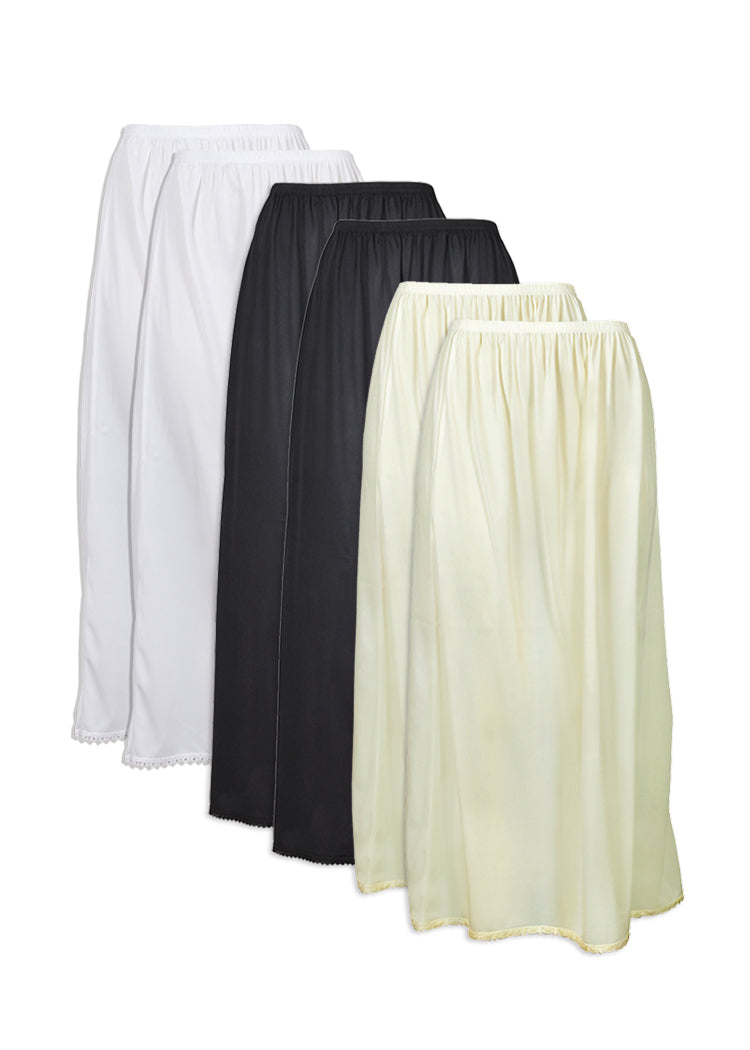 6 - قطع  تنورة نايلون أصلي داخلية ناعمة ودائمة وباردة مع حزام مطاطي ودانتيل صغير نسائي ملون